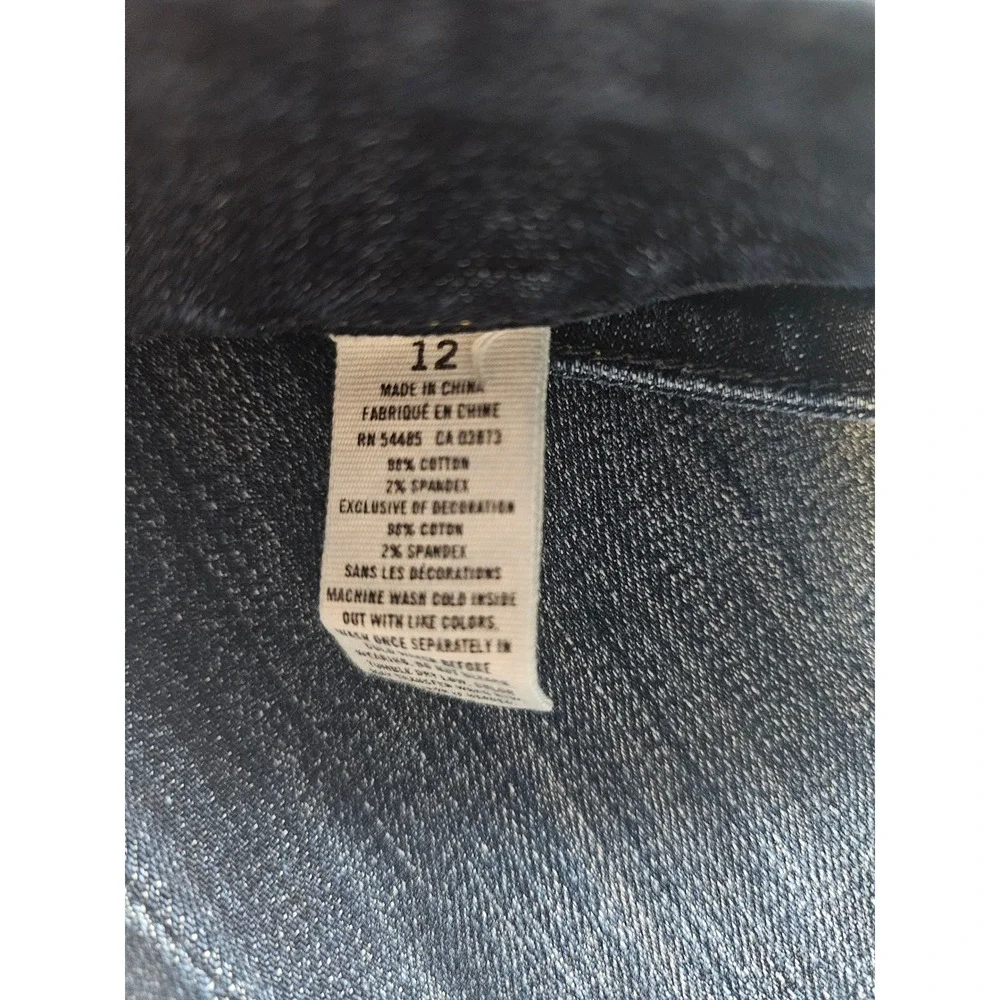 American Eagle Long Denim Shorts Women 12 Dark Wash‎ Raw Hem Stretch